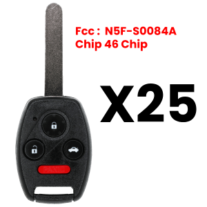 Honda 4 Button Remote Head Key Fcc N5F-S0084A Pn 35111-SVA-306 Pack Of 25