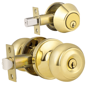Maxtech Combo Lockset Knob And Deadbolt Brass Finish (KW1)