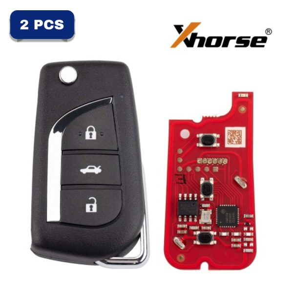 Xhorse VVDI Key Tool VVDI2 Wire Flip Remote Key 3 Button Toyota Type XKTO20EN Pack Of 2