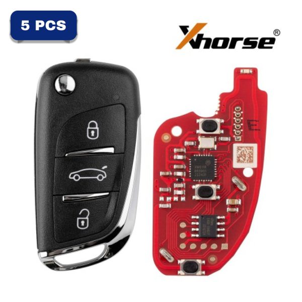 Xhorse VVDI Key Tool VVDI2 Wire Flip Remote Key 3 Button XKDS20EN Pack Of 5