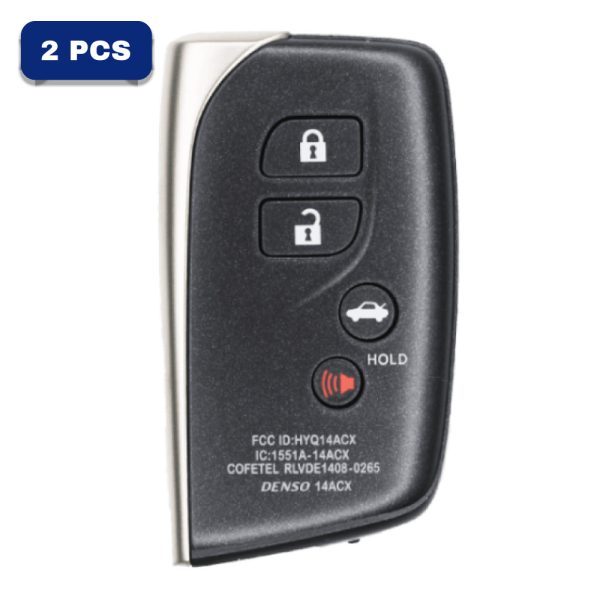 2013-2017 Lexus 4-Button Smart Key Fob FCC HYQ14ACX Part number 89904-50N10 (AFTERMARKET) Pack Of 2