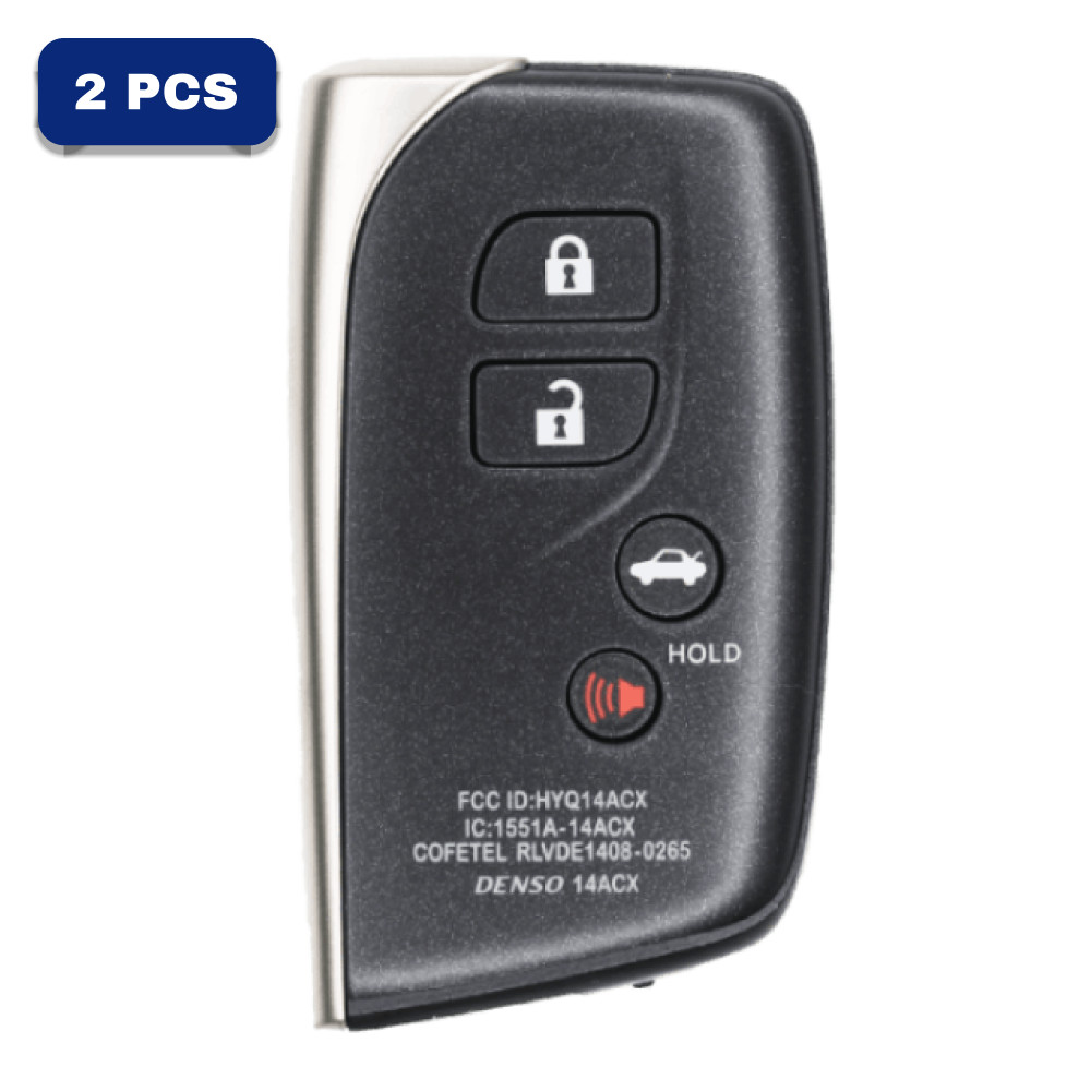 2013-2017 Lexus 4-Button Smart Key Fob FCC HYQ14ACX Part number 89904-50N10 (AFTERMARKET) Pack Of 2 2013-2017 Lexus 4-Button Smart Key Fob FCC HYQ14ACX Part number 89904-50N10 (AFTERMARKET) Pack Of 2