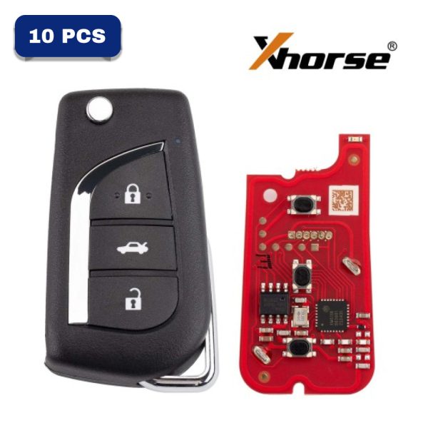 Xhorse VVDI Key Tool VVDI2 Wire Flip Remote Key 3 Button Toyota Type XKTO20EN Pack Of 10