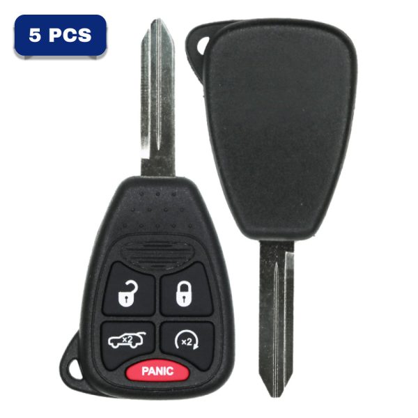 5 Button Remote Head Key For Chrysler Dodge Jeep – FCC OHT692427AA – Chip ID46 – PN 68029834 / 68029834AA / 68003389 / 68003389AA Pack Of 5
