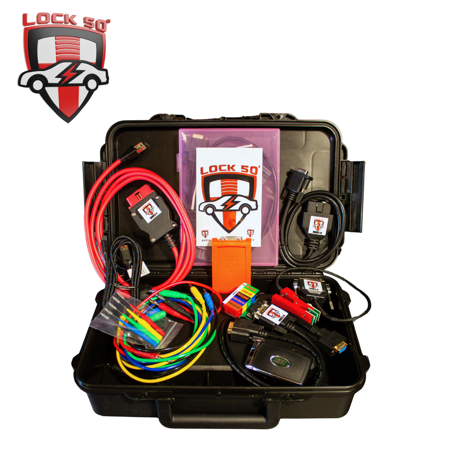 HW04-B_Alarm_Off_Programming_Kit_w_Adapters.png Lock50 HW04-B JLR Key Programming, RFA/BCM Programming and DOIP Package - Image 1